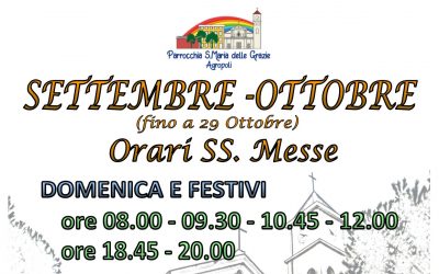 ORARI CELEBRAZIONI SETTEMBRE-OTTOBRE