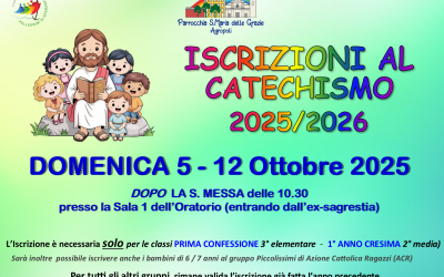 ISCRIZIONI Anno Catechistico 2025/2026